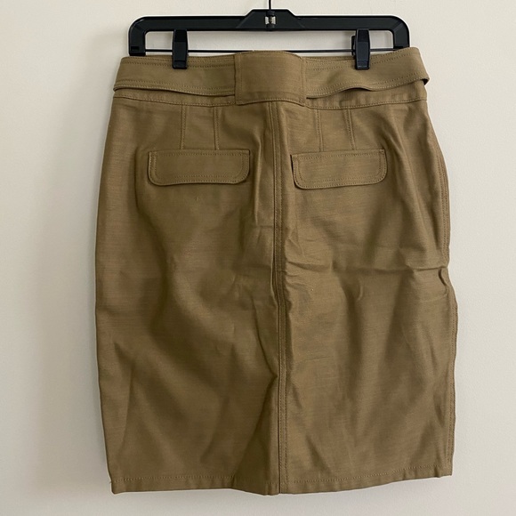Loft NWT Sateen Utility Skirt Olive Green Belted - Picture 7 of 10